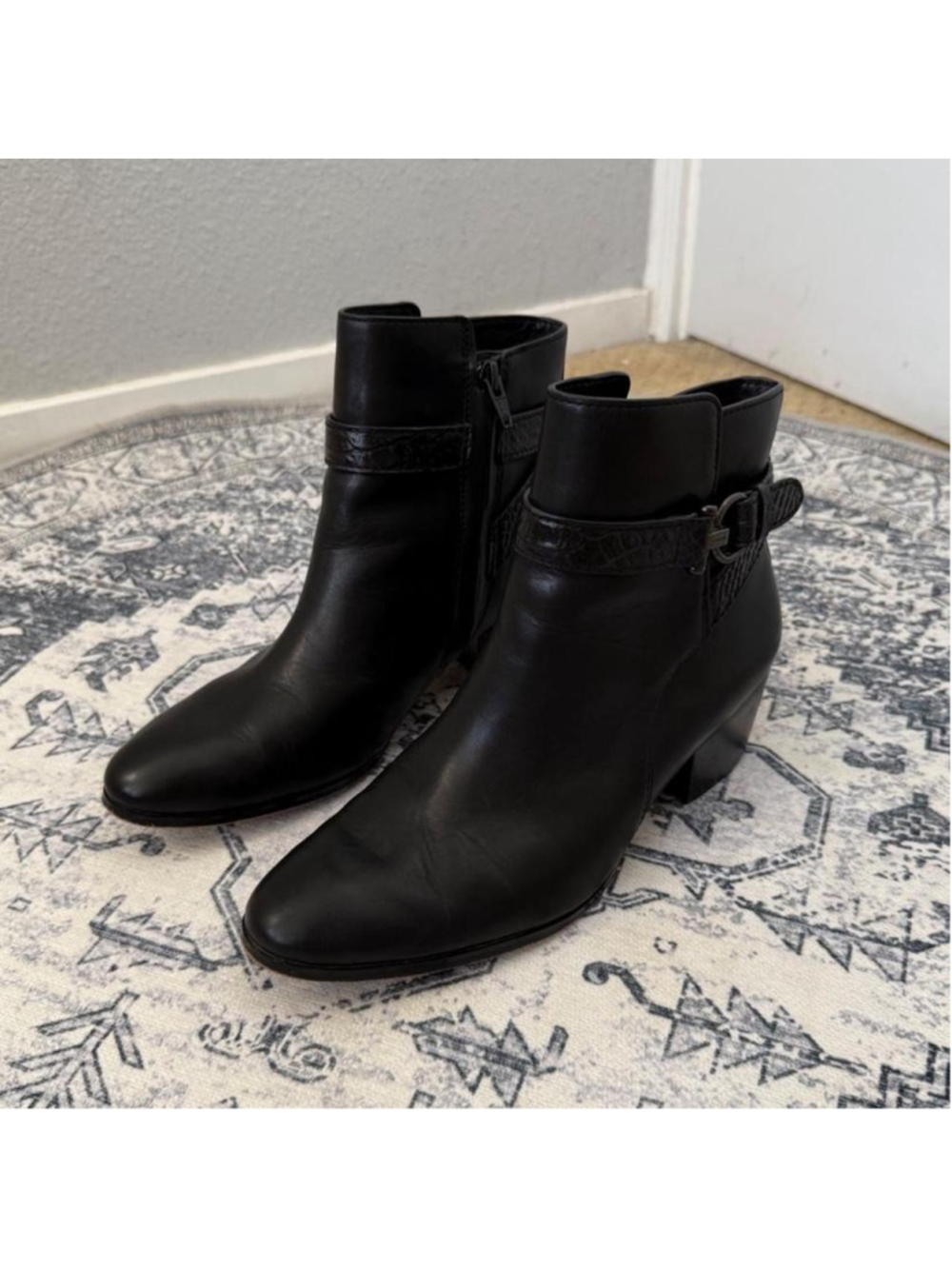 Coach Paulina Black Leather Ankle Boots - Size 8